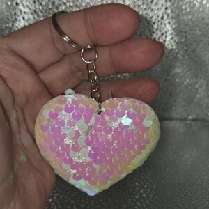 Heart Shaped Sequin Keychain